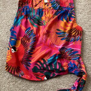 Joie Women's V-neck faux wrap pink tropical tank top